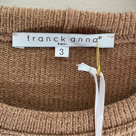 Franck Anna Paris, By FA Concept, Tan Rib Button Detail Crew Sweater, Si… - Picture 3 of 10